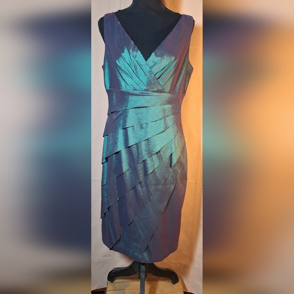 London Style Dresses & Skirts - LONDON STYLE Asymmetrical Dress in Shimmering Color Changing Green and Purple